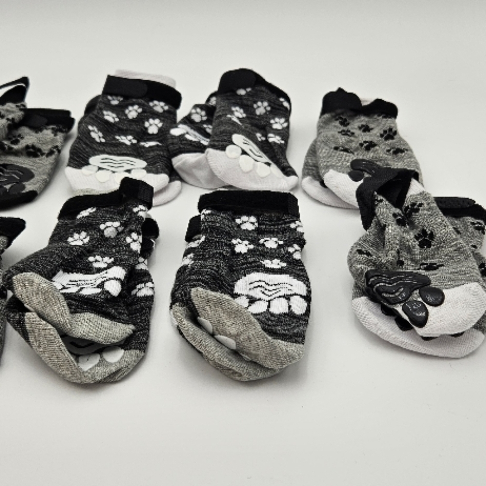 Paw Print Dog Socks - Black and Gray
